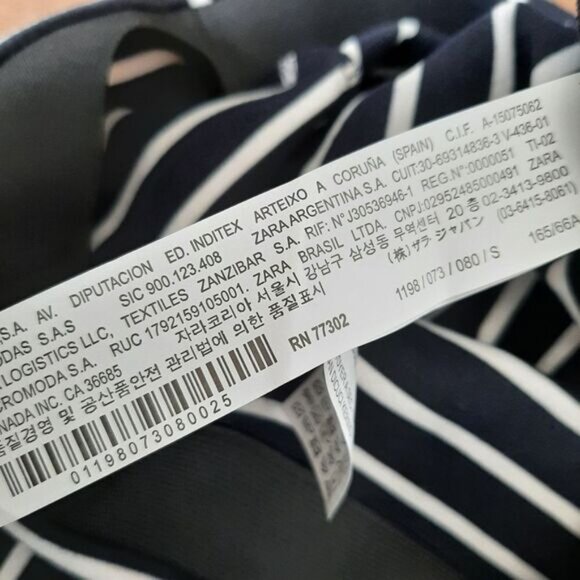ZARA Soft Ponte Knit Pull-On Asymmetric Pencil Skirt Stripe Pattern B&W Sz S - Picture 10 of 10